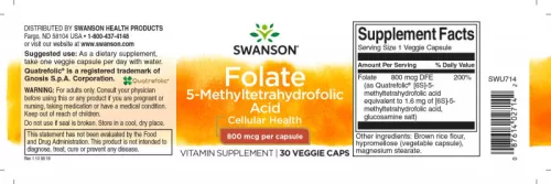 Swanson Folát (5-MTHF) 800 mcg 30 növényi kapszula