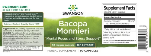 Swanson Bacopa Monnieri 50mg 90 kapszula