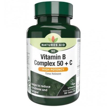 B-vitamin Complex 50mg + C-vitamin 30 tabletta  Natures Aid
