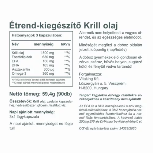 Vitaking VitaKrill olaj 500mg 90 lágyzselatin kapszula