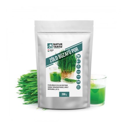 Vegán Prémium Zöld Búzafű italpor 200g. Lúgosító, méregtelenítő, energizáló összetevők. Natur Tanya®