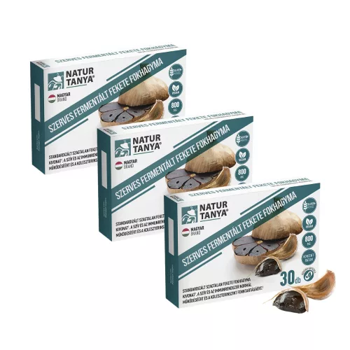 Natur Tanya Fermentált Fekete Fokhagyma 3x1 doboz TRIO pack 3x800mg szagtalan vegán termék csomagban olcsóbb!