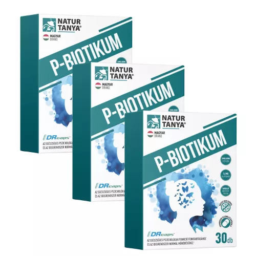 Natur Tanya PSZICHOBIOTIKUM (P-Biotikum) 3x1 doboz TRIO pack 3x30 db kapszula - probiotikum a mentális egészséghez csomagban olcsóbb!