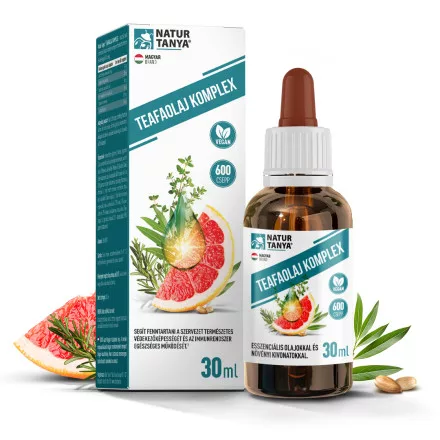 Natur tanya Teafaolaj Komplex - Teafa olaj, kakukkfű olaj, rozmaring olaj, grapefruitmag és hosszú bors kivonatok, csepp formában (30 ml) 