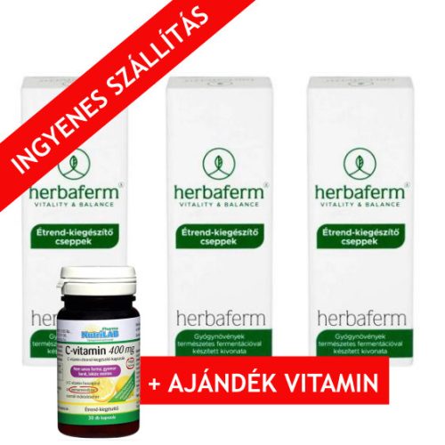 Herbaferm étrend-kiegészítő cseppek 30 ml 3x1 doboz ingyenes kiszállítás +ajándék C vitaminnal csomagban olcsóbb!