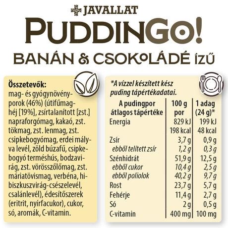 PuddinGo!® Banán és csokoládé ízű étrend-kiegészítő pudingpor 360g