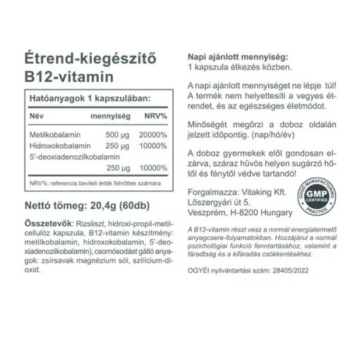 Vitaking B12-vitamin 1000µg 60 db kapszula