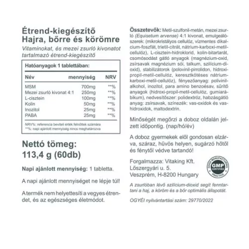 Vitaking Haj, bőr és köröm komplex 60 db kapszula 