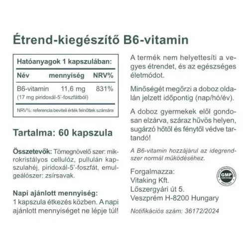 Vitaking B6-vitamin (P5P) 11,6mg 120 db kapszula