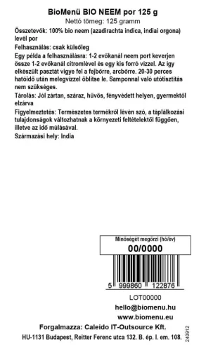 BioMenü BIO NEEM por Haj- és bőrkondicionáló 125 g 