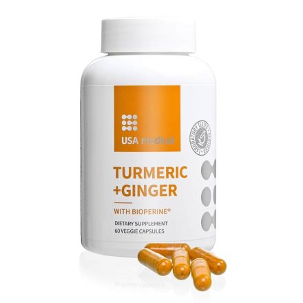 USA Medicall Turmeric+Ginger, kurkuma (curcumin) és gyömbér 60 kapszula 