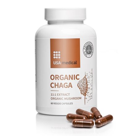 Organic CHAGA (hamvaskéreg gomba) gomba kivonat 60 kapszula USA Medical 