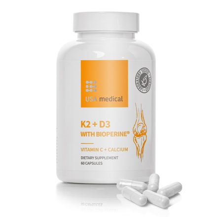 K2+D3 kapszula C-vitaminnal és Bioperine® feketebors kivonattal – 60 db USA Medical
