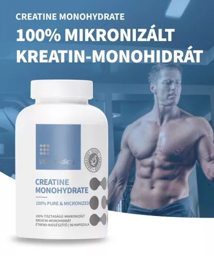 USA medical Creatine Monohydrate 100% mikronizált kreatin-monohidrát 90 kapszula