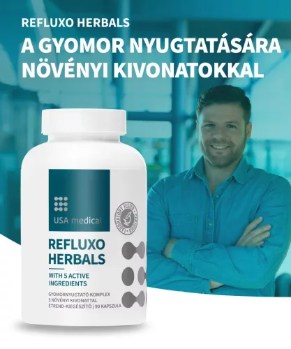 USA medical Refluxo Herbals Gyomornyugtató kompex 5 növényi kivonattal 60 db kapszula