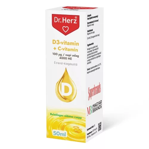 Dr. Herz D3-vitamin + C vitamin csepp 50ml étrend kiegészítő