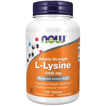 L-Lysine 1000 mg Lizin 100 tabletta Now Foods