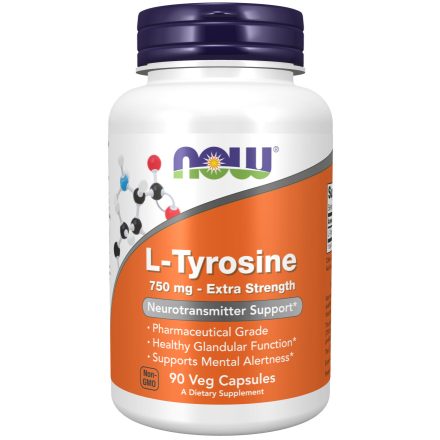 L-Tyrosine, Extra Strength, 750 mg, 90 Veg Capsules NOW Foods