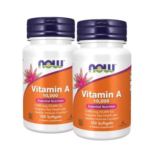 NOW Foods Vitamin A 10000IU csomagban DUO pack 2x100 kapszula