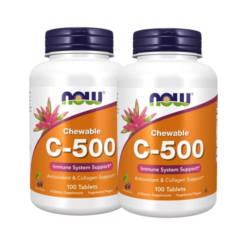 NOW Foods C-vitamin 500mg Cherry DUO pack 2x100 rágótabletta 