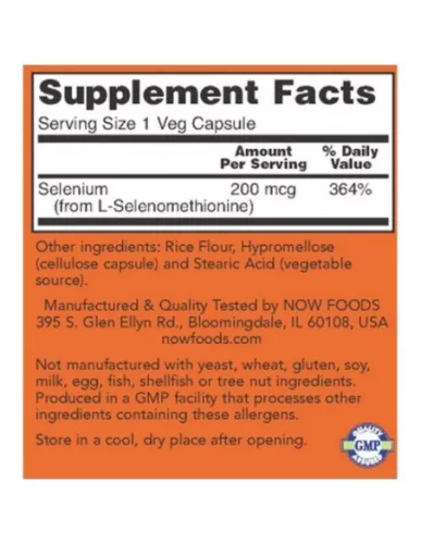 Now Foods Selenium 200 mcg 90 db vegán kapszula