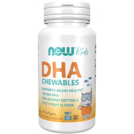 DHA 100 mg Kid's Omega 3 gyerek rágó halolaj 60 db Now Foods