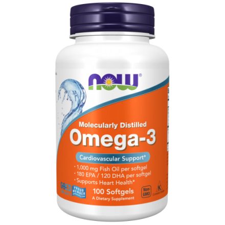 Omega-3 Halolaj Molecularly Distilled 100 lágykapszula Now Foods