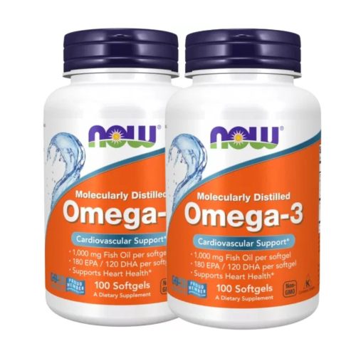 Now Foods Omega 3 Halolaj Molecularly Distilled 2x1 doboz, 2x100 lágykapszula csomagban olcsóbb!