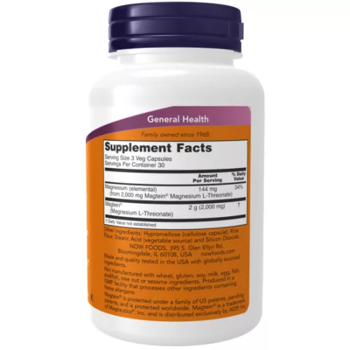 Now Foods Magtein Magnesium L-Threonate 90 db vegán kapszula