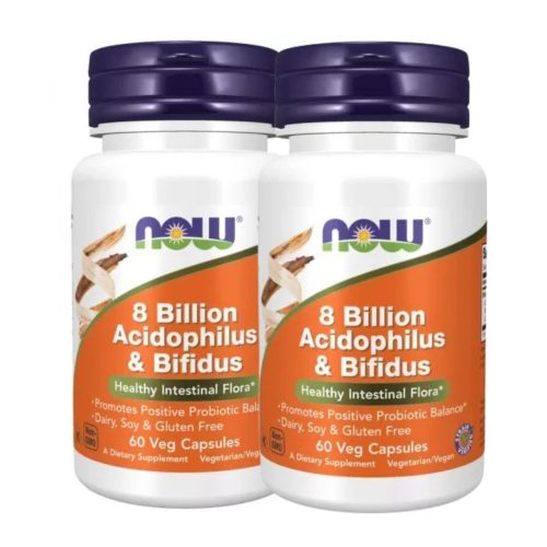 NOW Foods Acidophilus Bifidus 8 Billion probiotikum DUO pack 2x60 db kapszula