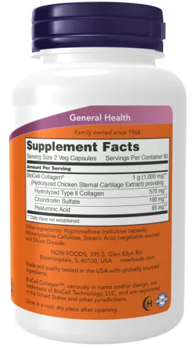 Now Foods BioCell Collagen® Hydrolyzed Type II - 120 db vegán kapszula 