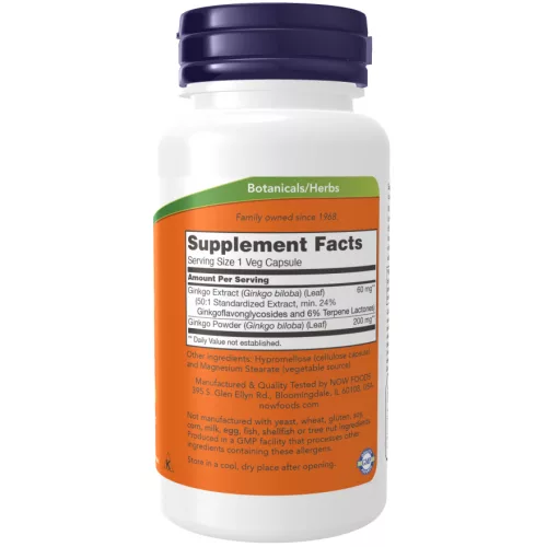 Now Foods Ginkgo Biloba 60mg 60 db kapszula 